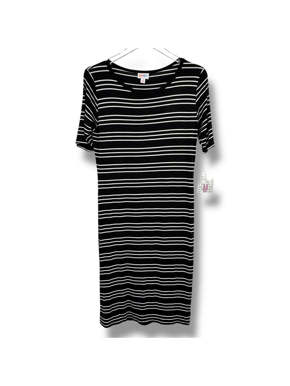 Lularoe Julia dress women's M pencil stripe jersey knit sheath black white NEW